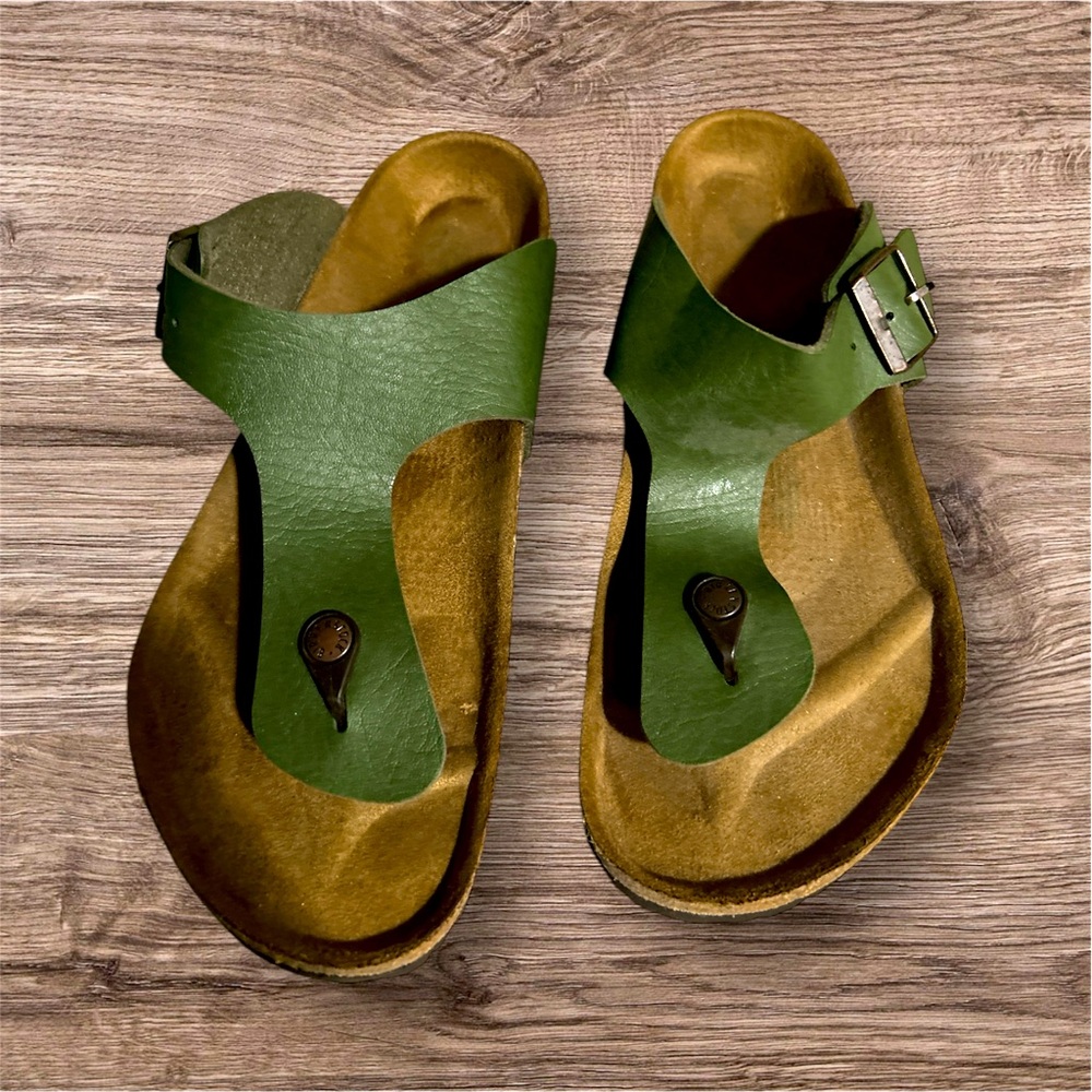 Birkenstock Gizeh Green Leather Sandals Sz 44UK/12US